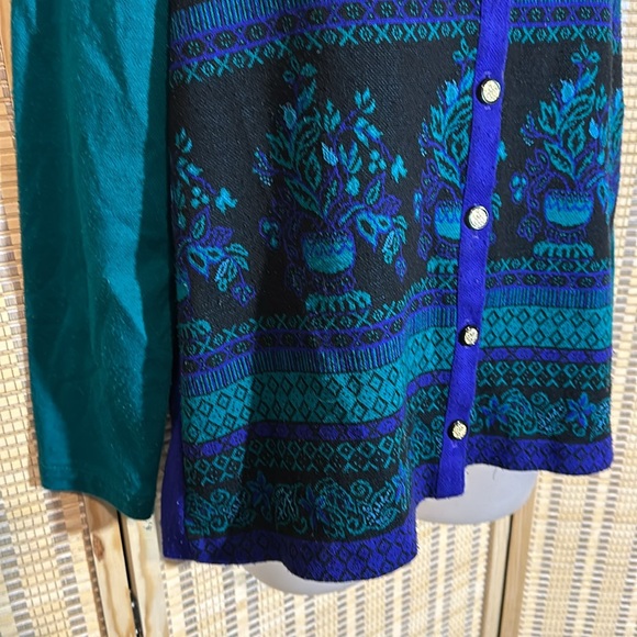 Alfred Dunner Vintage 1990s Y2K Jewel Tone Floral Layered Cardigan Sweater Small - Picture 3 of 16